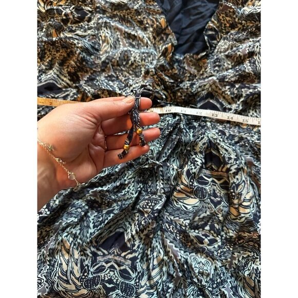 Sundance Skye Mini Dress in Indigo Ruffle Sleeve V Neck Large Petite - Picture 4 of 8